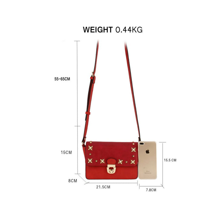 Silk Avenue- AG00718 - Burgundy Flap Twist Lock Cross Body Bag