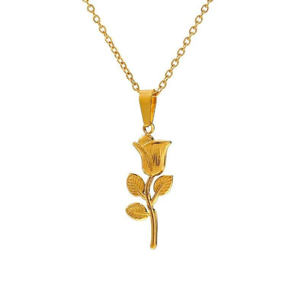 Niovani- Roses are Gold Necklace! - 18K Genuine Gold Plated over Pure Stainless Steel! - Chic Design! - Free Box Packaging!