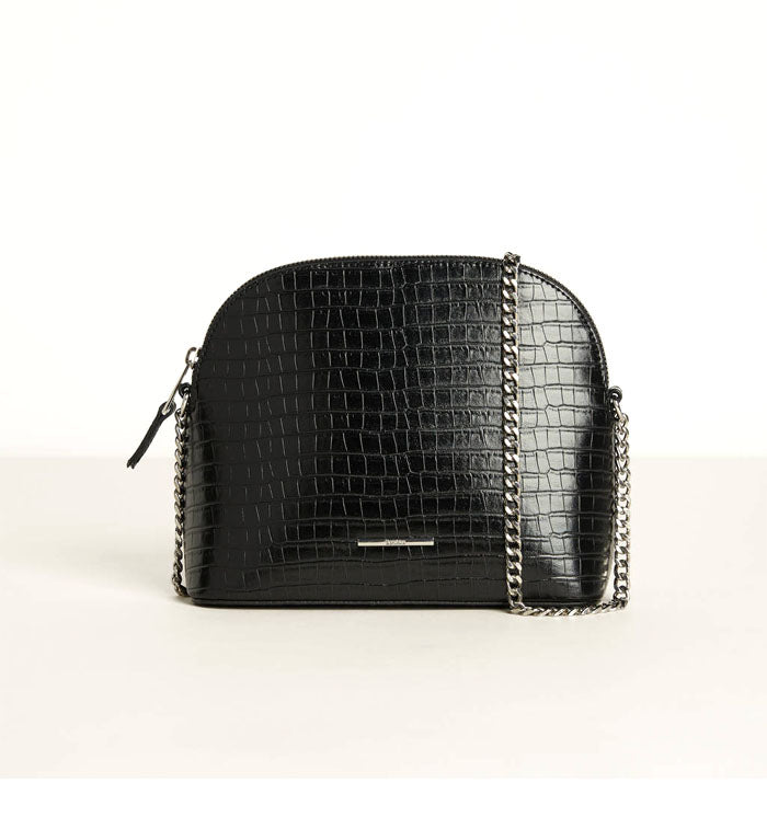Bershka- Faux Crocodile Leather Bag- Black by Bagallery Deals priced at #price# | Bagallery Deals