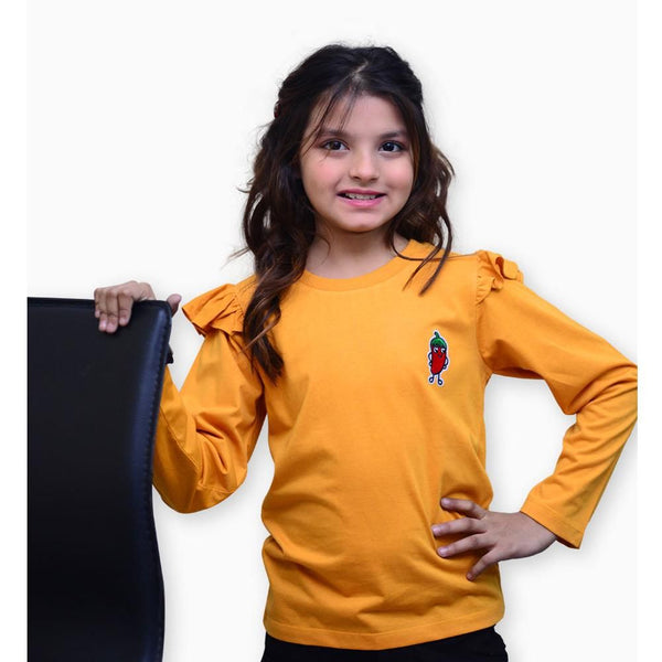 Kids Polo- Ruffled Tee - Mustard