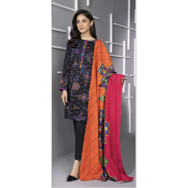 Limelight- 2 Pc Printed Khaddar Suit- Black