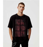 Pull&Bear- Men Floral Print T-shirt- Black