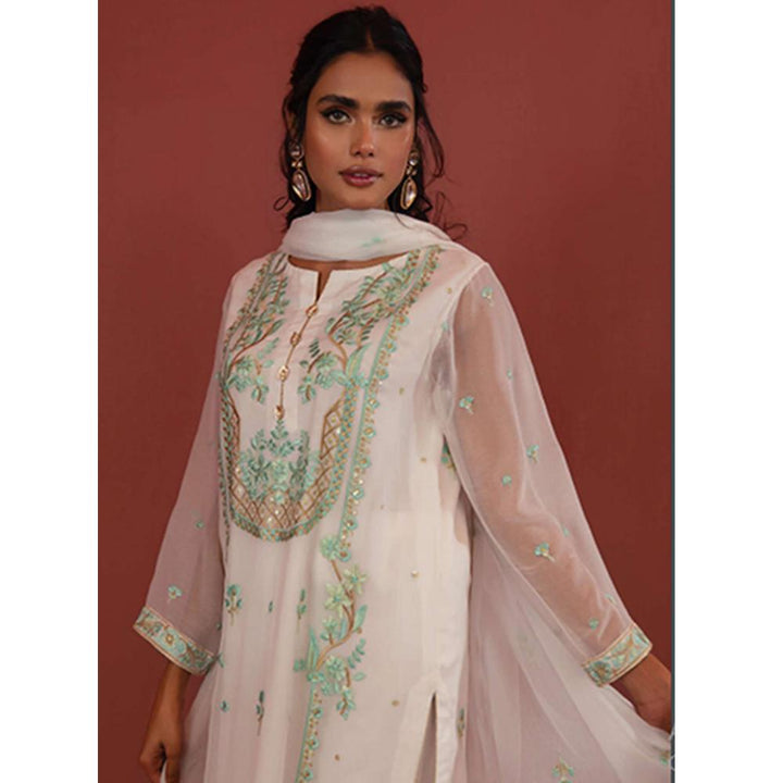 Zellbury- Embroidered Self Jacquard Shirt, Embroidered Chiffon Dupatta & Malai Trouser, ZWULCE322036