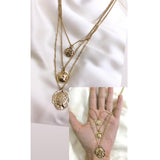 Jewels By Noor- 3 layered triple coin gold necklace