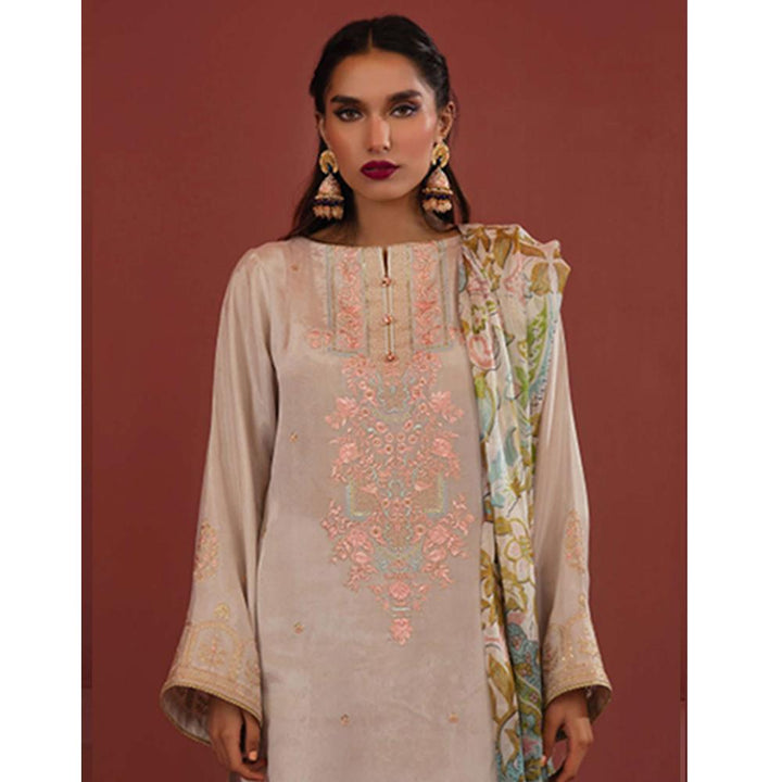 Zellbury- Embroidered Self Jacquard Shirt, Tissue Silk Dupatta & Viscose Silk Trouser, ZWULCE322039