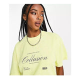 Asos- Collusion Oversized T-Shirt Co-Ord With Brand Print In Yellow