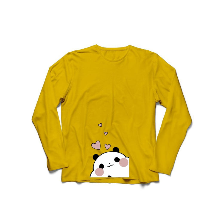 Wf Store- Bear hearts Printed Full Sleeves Tee - Yellow