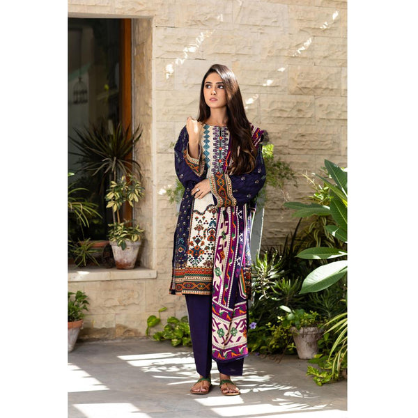 Zellbury- Digital Printed Embroidered Khaddar Shirt & Shawl WUW21E20103