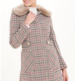 Matalan- Brown Check Faux Fur Collar Dolly Coat by Bagallery Deals priced at #price# | Bagallery Deals