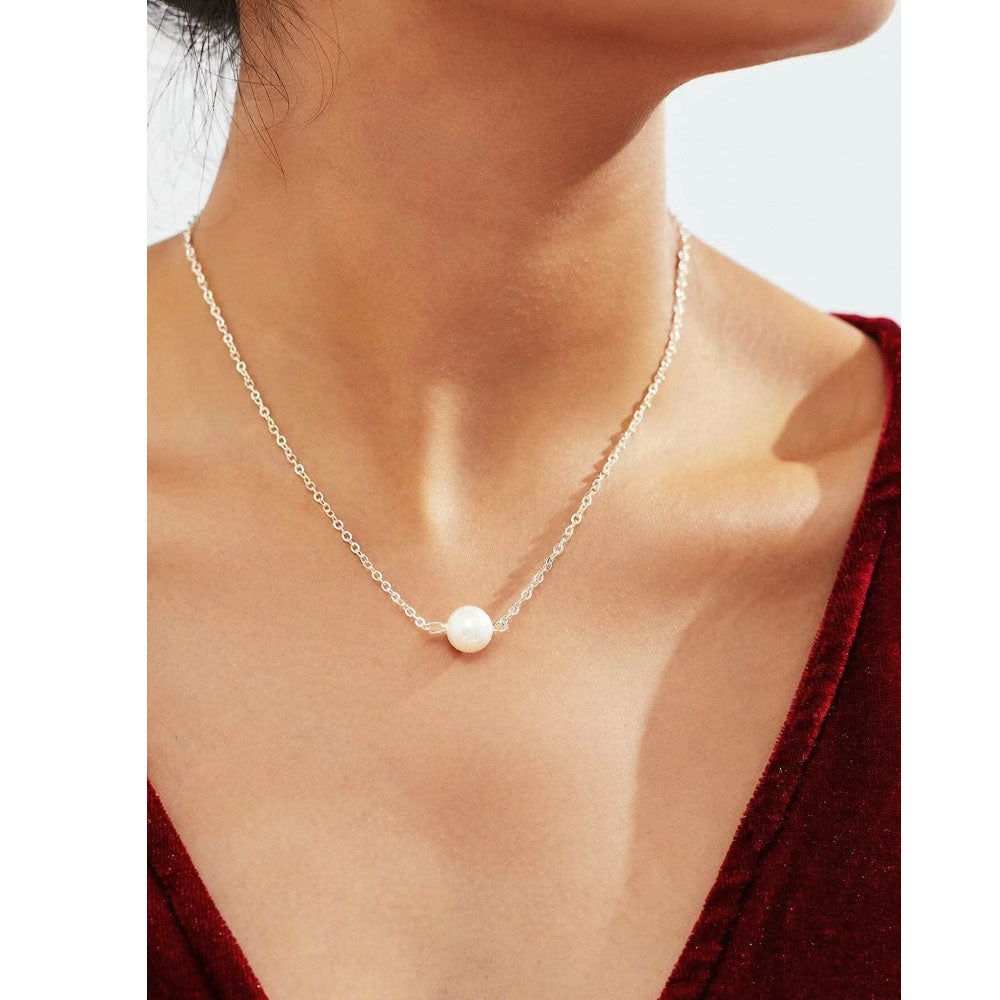 Shein- Faux Pearl Pendant Necklace