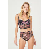 Montivo Black Patterned Supported Underwire Lingerie Set