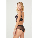 Montivo Black Patterned Supported Underwire Lingerie Set