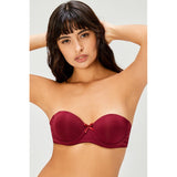 Montivo Supported Claret Red Strapless Lingerie Set