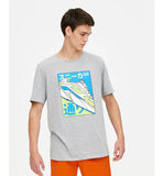Pull&Bear- Men T-Shirt With Neon Print- Grey