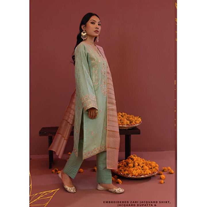 Zellbury- Embroidered Self Jacquard Shirt, Jacquard Dupatta & Cambric Trouser, ZWULCE322044