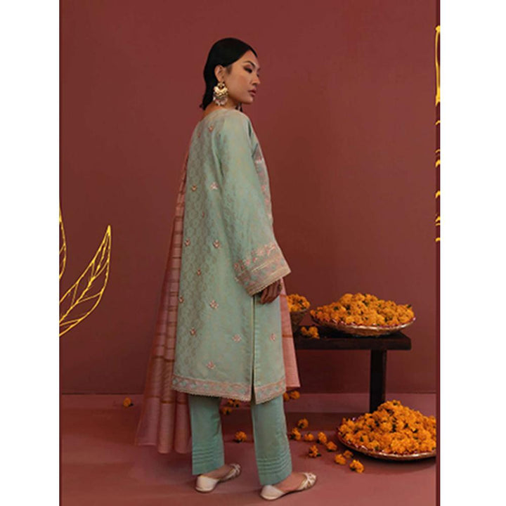 Zellbury- Embroidered Self Jacquard Shirt, Jacquard Dupatta & Cambric Trouser, ZWULCE322044