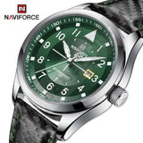 Naviforce - NF-8022-Green Quartz Men Wristwatch Business Casual Leather Bracelet Man Business Male Luminous Clock Watches