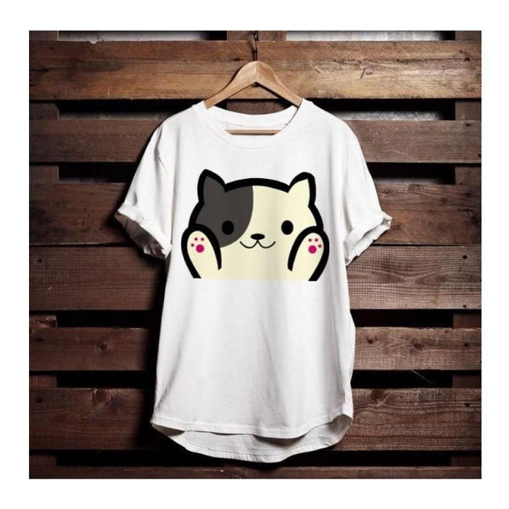 Wf Store- Bear Printed Half Sleeves Tee- White