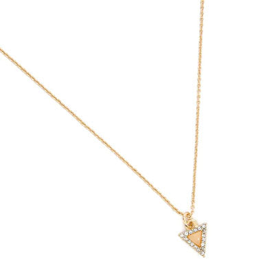 Forever 21- Gold/ Clear Rhinestone-Embellished Triangle Faux Gem Pendant Necklace