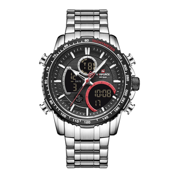 NAVIFORCE- Dual Time Edition NF-9182-2 Silver And Black