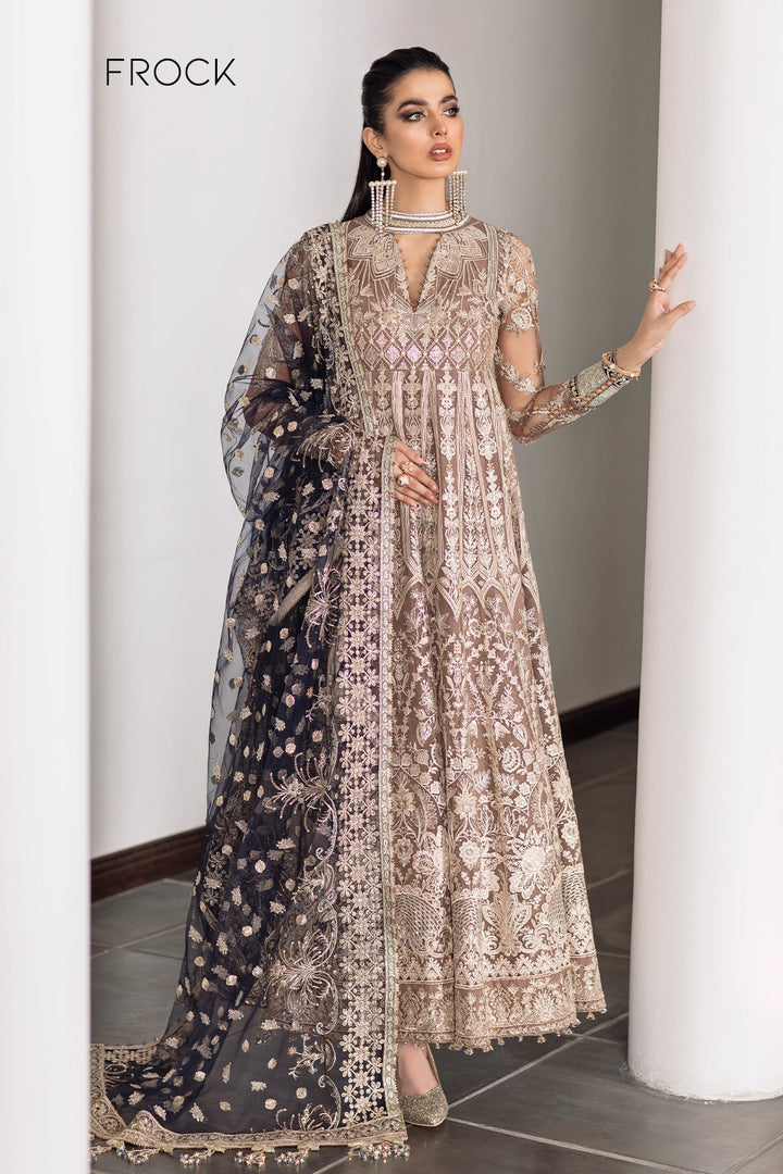 Baroque- Embroidered Net Suits Unstitched 3 Piece- EC-07