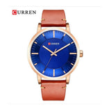 Curren- Simple Clock Casual Leather Watch Masculino For Men- 8332- Brown Copper