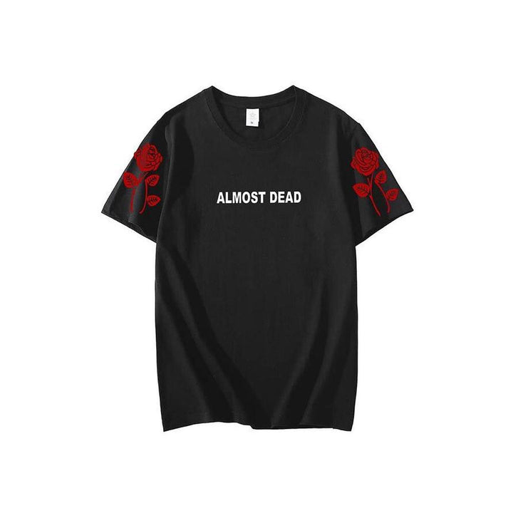 Wf Store- Almost Dead Printed Half Sleeves Tee- Black