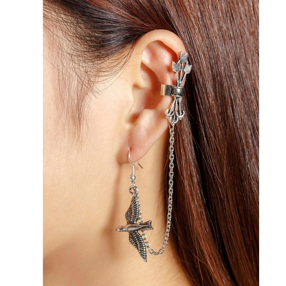Shein- Bird Design Ear Cuff 1pcs With Chain