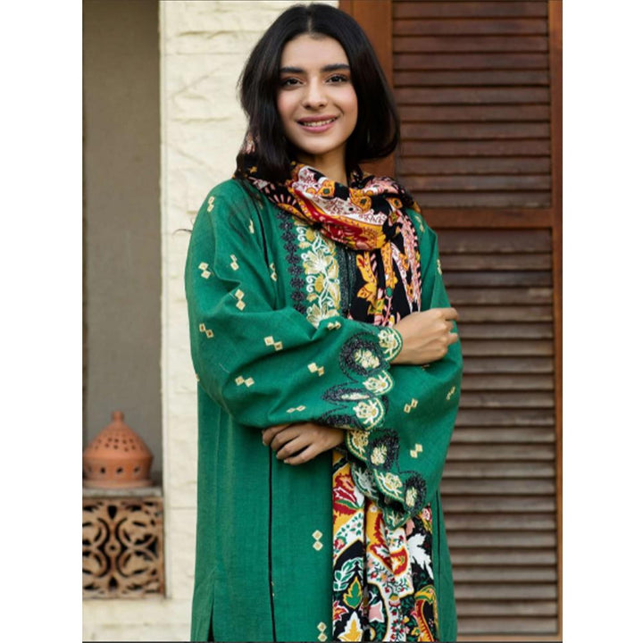 Zellbury- Embroidered Dobby Khaddar Shirt, Digital Printed Shawl & Embroidered Dobby Khaddar Trouser WUW21E30172