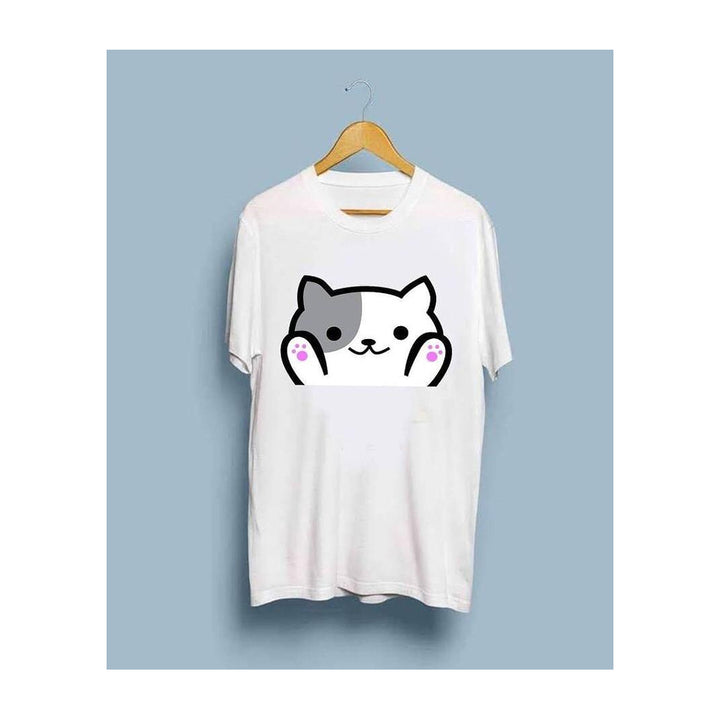 Wf Store- Bear Printed Half Sleeves Tee - White