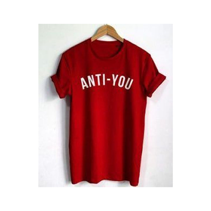 Wf Store- ANTI-YOU Printed Half Sleeves Tee- Red