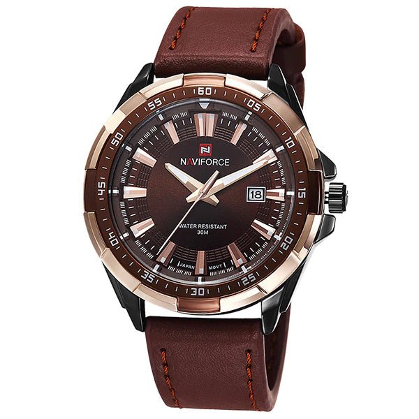 Naviforce- NF9056 Men Leather Band Quartz