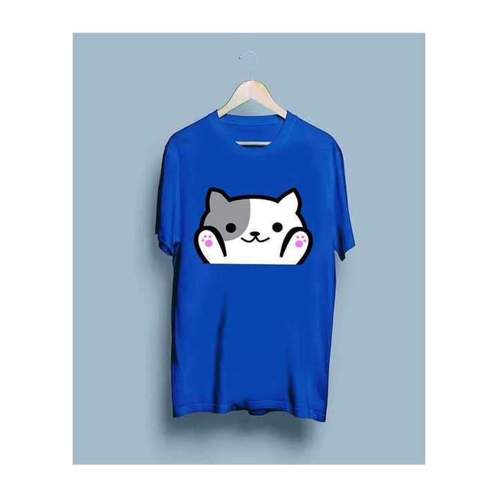 Wf Store- Bear Printed Half Sleeves Tee - Blue