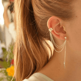 Zardi- 2 Piece - Ear Clip Cuff Earring For Women Ladies - Gold - AE104