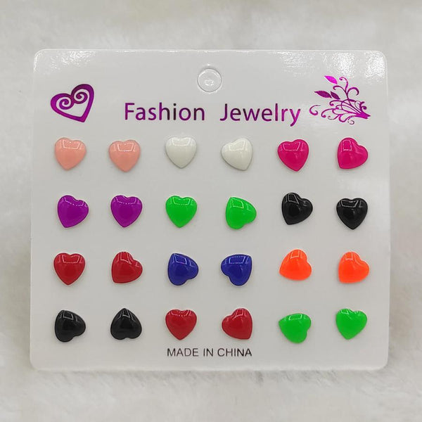 Ayzel- Pack of 12 Heart Shape Earrings