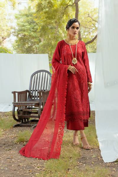 Bunai Semi Stitched Sequins Embroidered Luxury Viscose Self Jaquard with Bamber Chiffon Cuttwork Duppata BUN-002