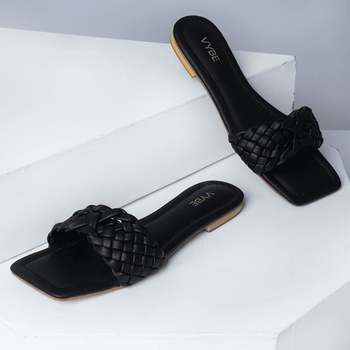 VYBE- Cross Weave Slide- Black