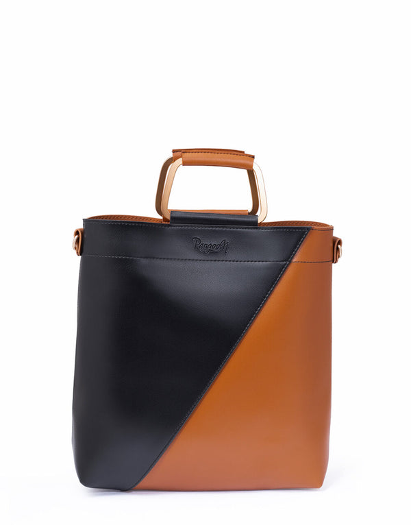 Rangoon - Classio – Black+Brown Double Handle Bag