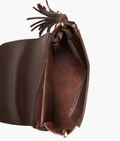 RTW Dark Brown Suede Foldover Saddle Bag