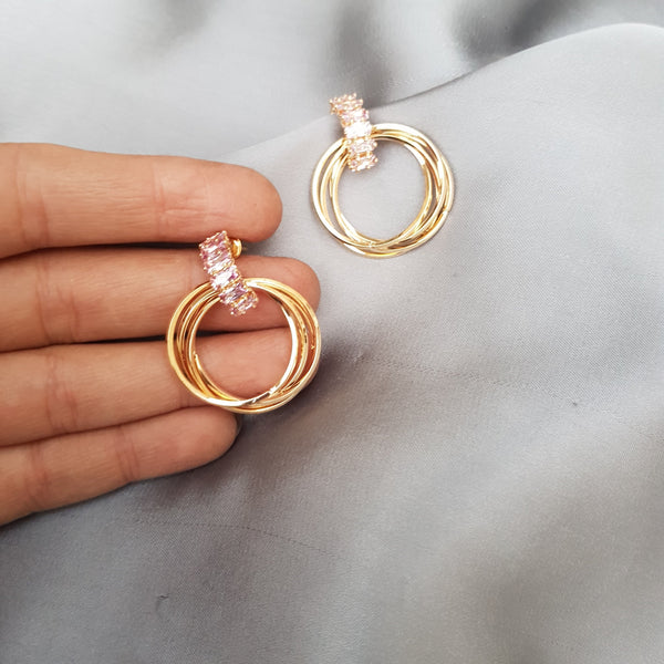 Raviiga- Pink Crystal Multi Hoop Earrings