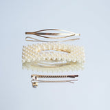 Shein - 3Pcs/Set Korea Shiny Crystal Imitation Pearl Hairpins Heart Rhinestones Star Hair Clips