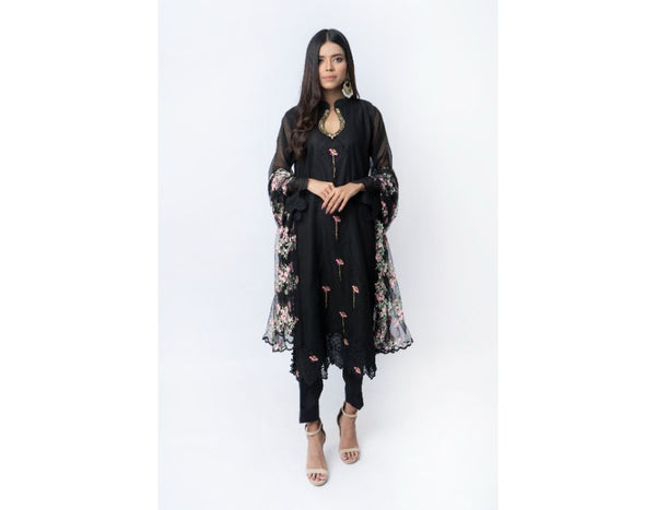 Sana Noor- Black Beauty Cotton Net Embroided 3 piece suit