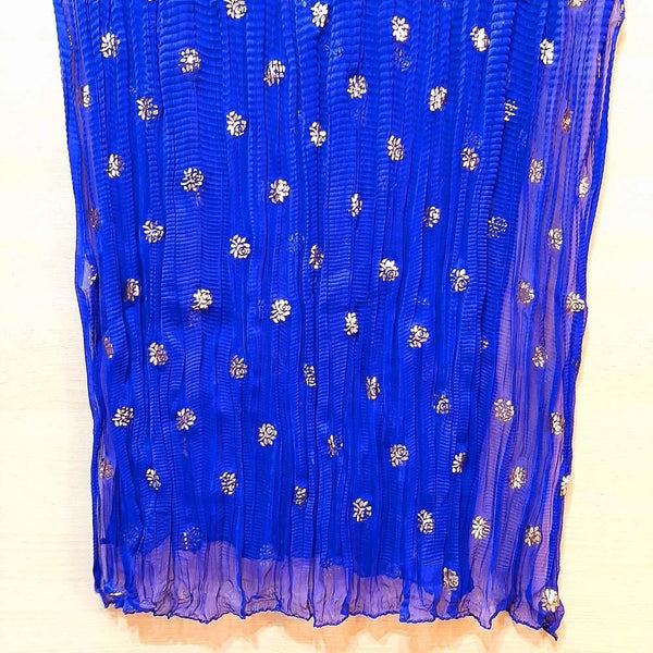 Zardi- Foil Print  Chiffon Crush Dupatta  Blue  ZD610