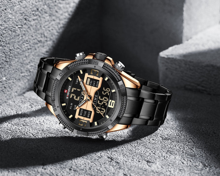 NAVIFORCE- Dual Time Exclusive Edition Black Gold