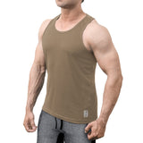 Flush Fashion - Mens Tank Tops Athleisure Wear Sleeveless T-Shirts for Workout Brown