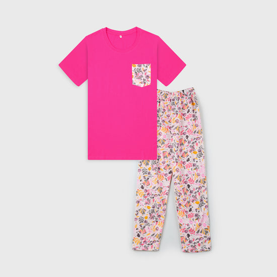 VYBE - Cotton Pj Set (Pink) With Printed Pajama