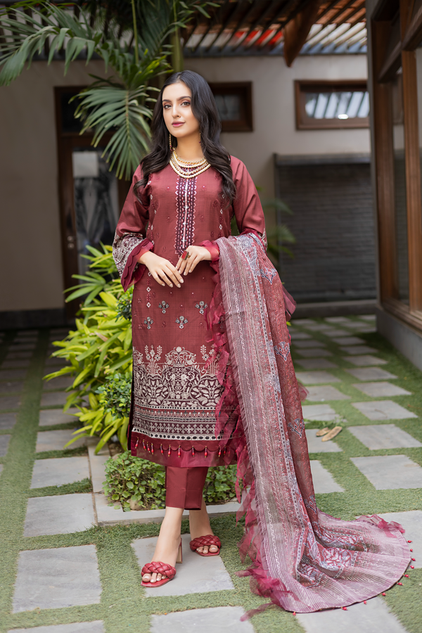 Misha Digital Printed Viscose with Sequins Embroidered Allternate Head Neckline with Sequins Fancy Dupatta MSH-002