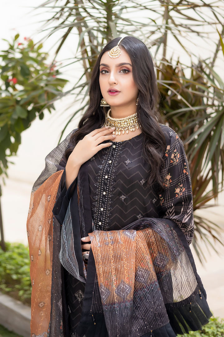 Misha Digital Printed Viscose with Sequins Embroidered Allternate Head Neckline with Sequins Fancy Dupatta MSH-003