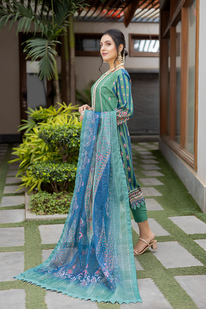 Misha Digital Printed Viscose with Sequins Embroidered Allternate Head Neckline with Sequins Fancy Dupatta MSH-006