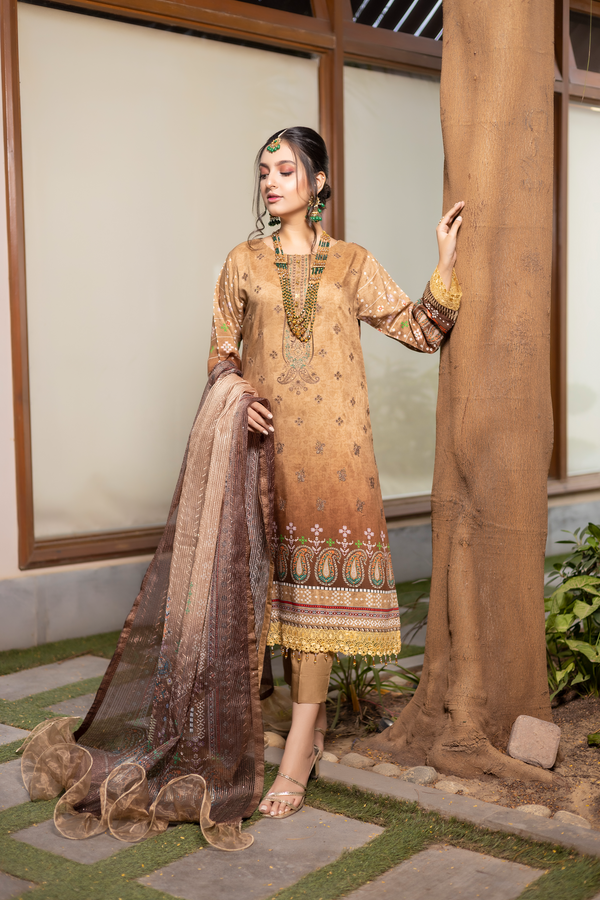 Misha Digital Printed Viscose with Sequins Embroidered Allternate Head Neckline with Sequins Fancy Dupatta MSH-007